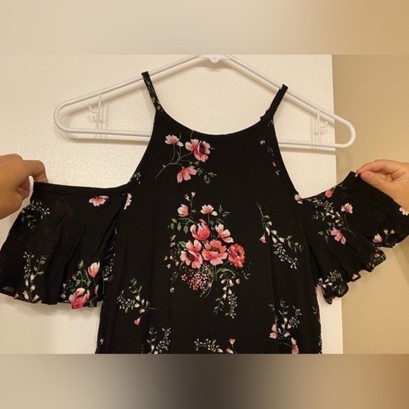 Aqua Girls' Cold-Shoulder Floral Dress, Big Kid Size Small - Picture 6 of 7